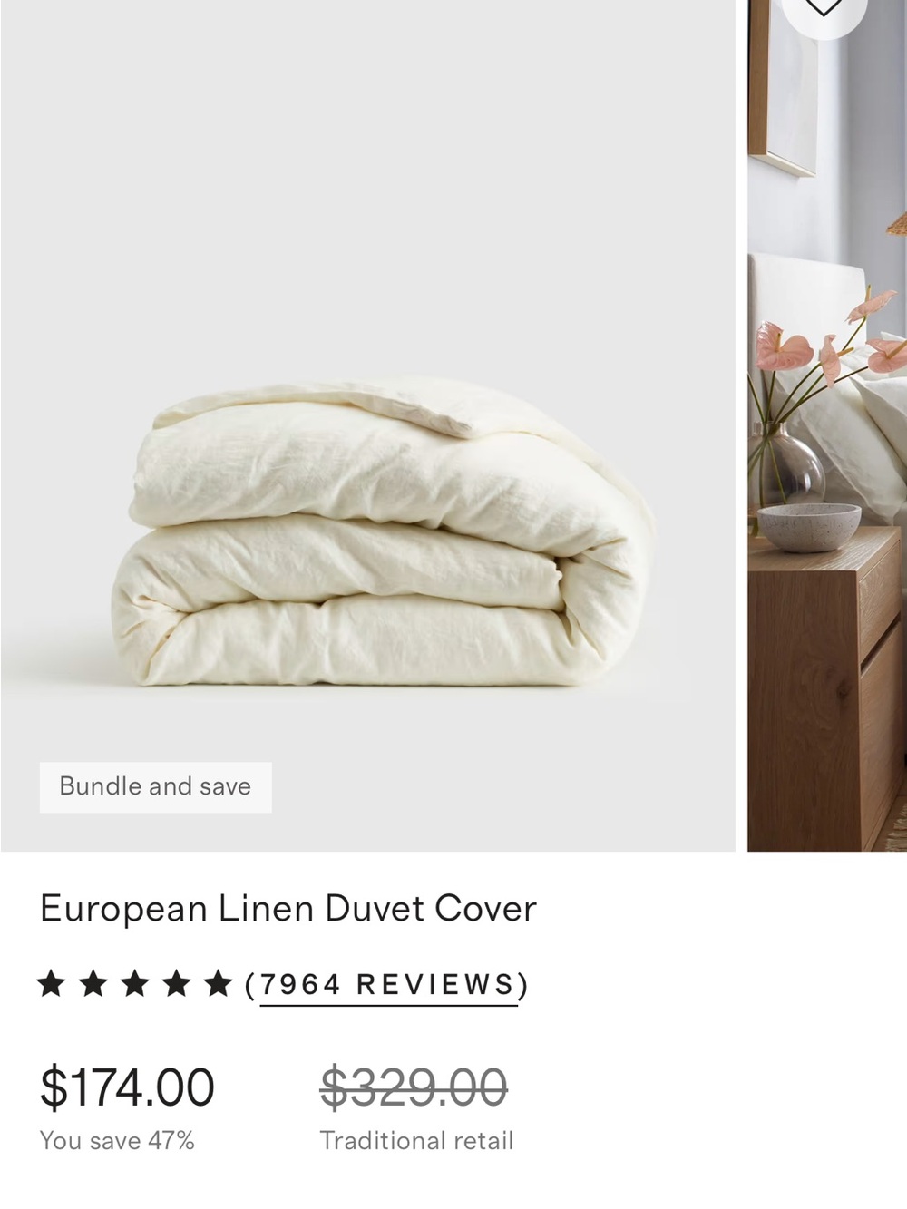 Quince European linen duvet cover , full/queen, ivory